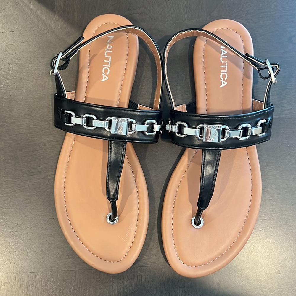 Nautical black sandals. Size 7.5 New without tag
